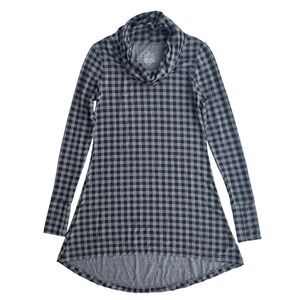 Cuddl Duds Softwear Women XS Black Check Stretch Long Sleeve Cowl Neck Tunic Top